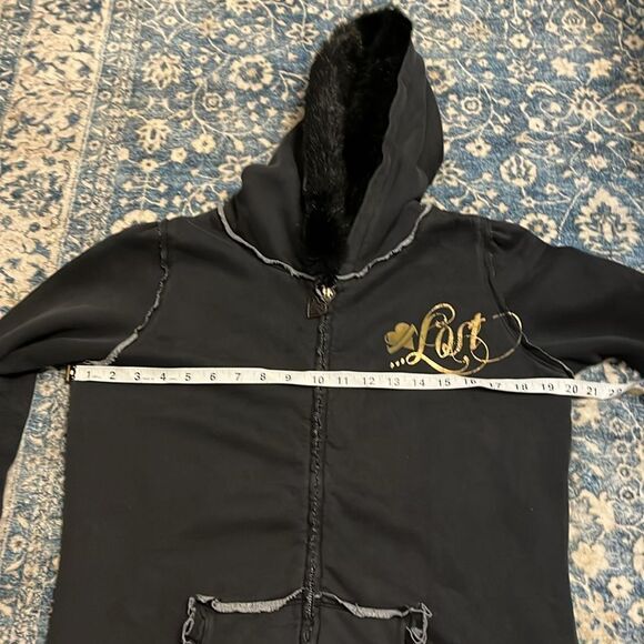 Lost Skate Faux Fur Zipper Closure Pockets Hoodie Sweatshirt Casual - Picture 6 of 11